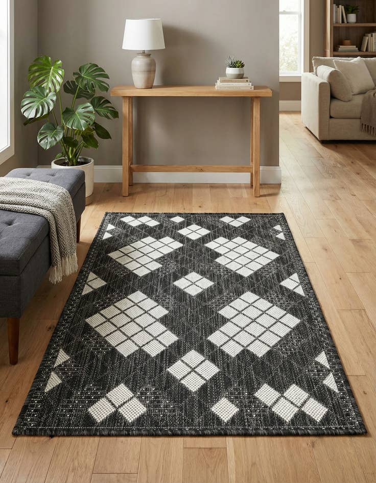 Detail image of  2' x 3' 1  Washable Modern Indoor / Outdoor Rug