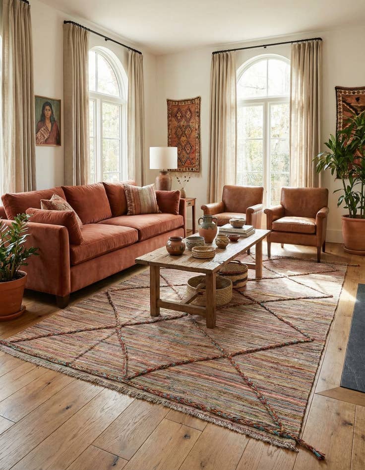 Detail image of 5' 7 x 7' 5  Hand Knotted Moroccan Wool Rug