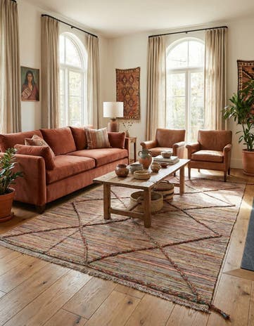 5' 7 x 7' 5 Hand Knotted Moroccan Wool Rug