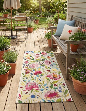 2' x 4' Easy-Clean Botanical Indoor / Outdoor Runner Rug