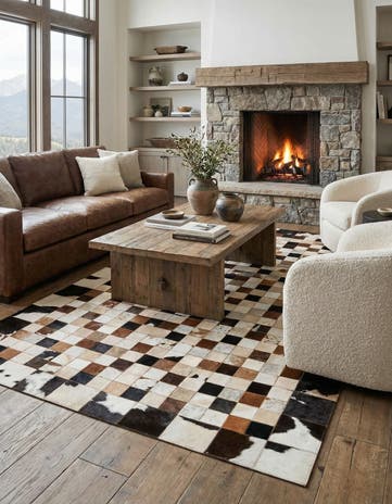 5' 1 x 8' Cowhide Leather Rug