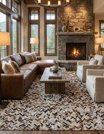 8' 2 x 9' 10 Cowhide Leather Rug