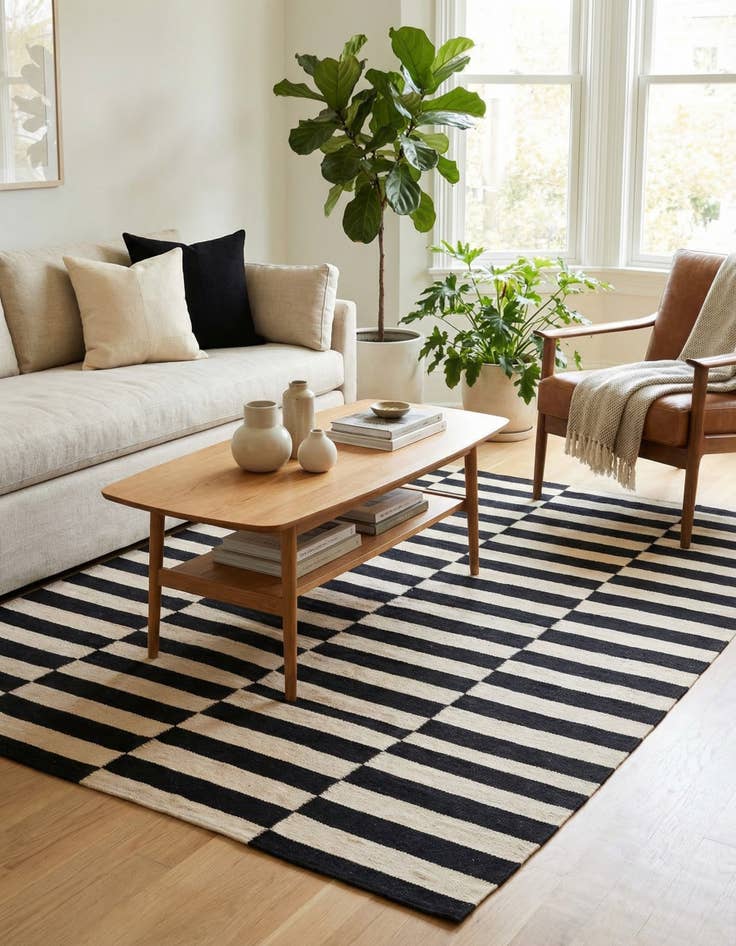 Detail image of 5' 2 x 6' 7  Hand Woven Kilim Modern Wool Rug