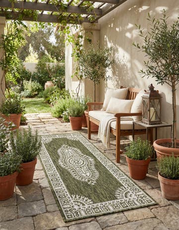 2' x 4' Easy-Clean Traditional Indoor / Outdoor Runner Rug