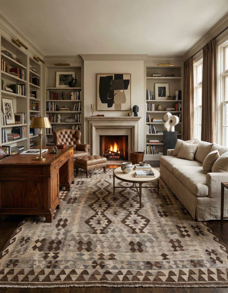 Detail image of 6' 5 x 9' 7  Hand Woven Kilim Maymana Wool Rug