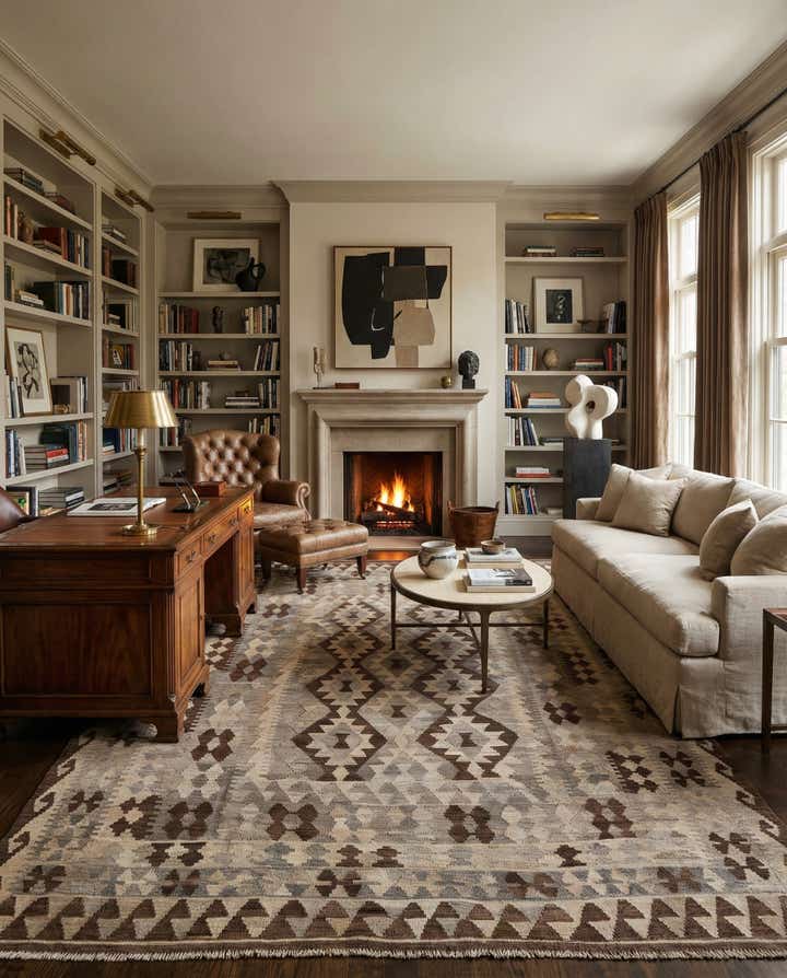 6' 5 x 9' 7 Hand Woven Kilim Maymana Wool Rug