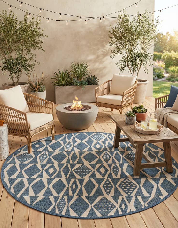 Detail image of 10' x 10'  Washable Baja Indoor / Outdoor Round Rug