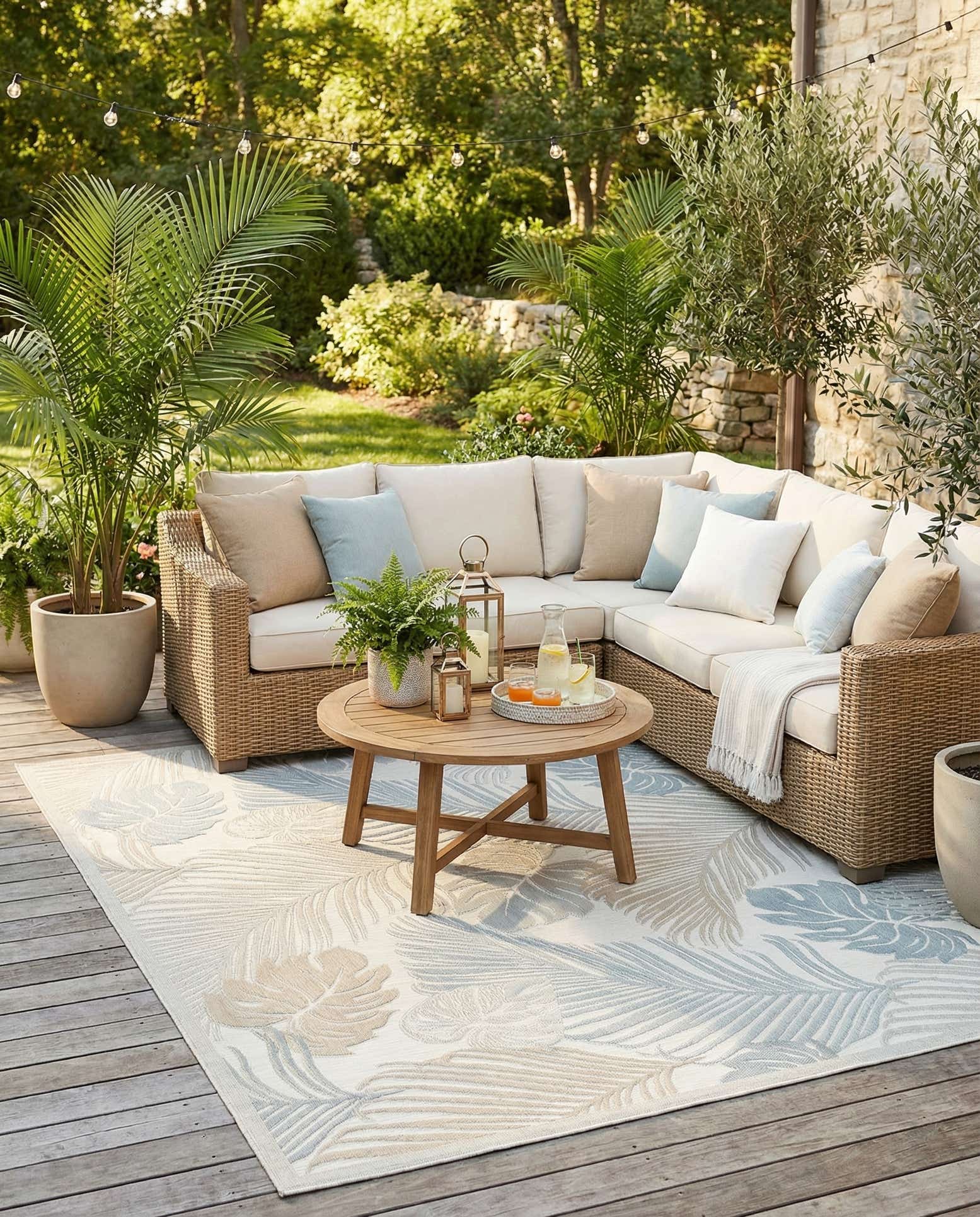 8' 2 x 10' Easy-Clean Botanical Indoor / Outdoor Rug