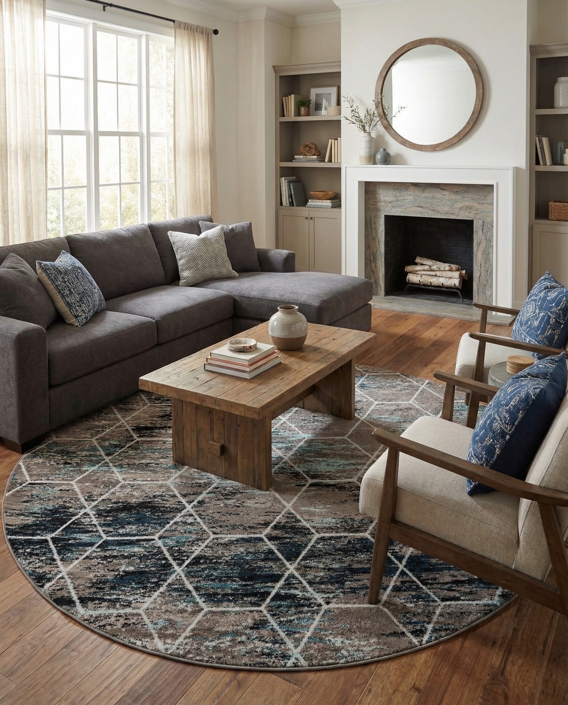  10' x 10' Lattice Frieze Round Rug