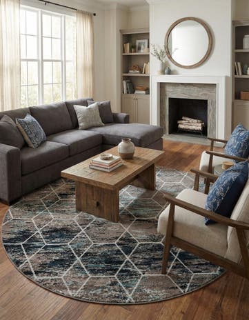 10' x 10' Lattice Frieze Round Rug