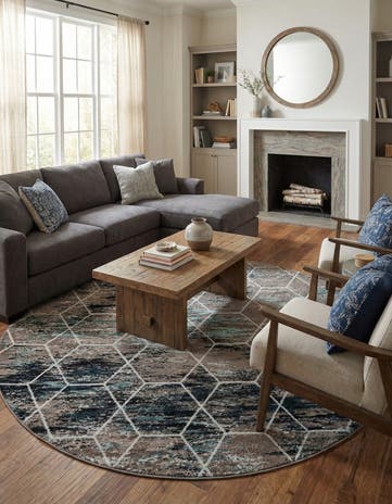 10' x 10' Lattice Frieze Round Rug
