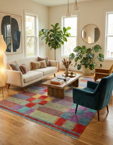 6' 7 x 9' 9 Hand Woven Kilim Modern Wool Rug