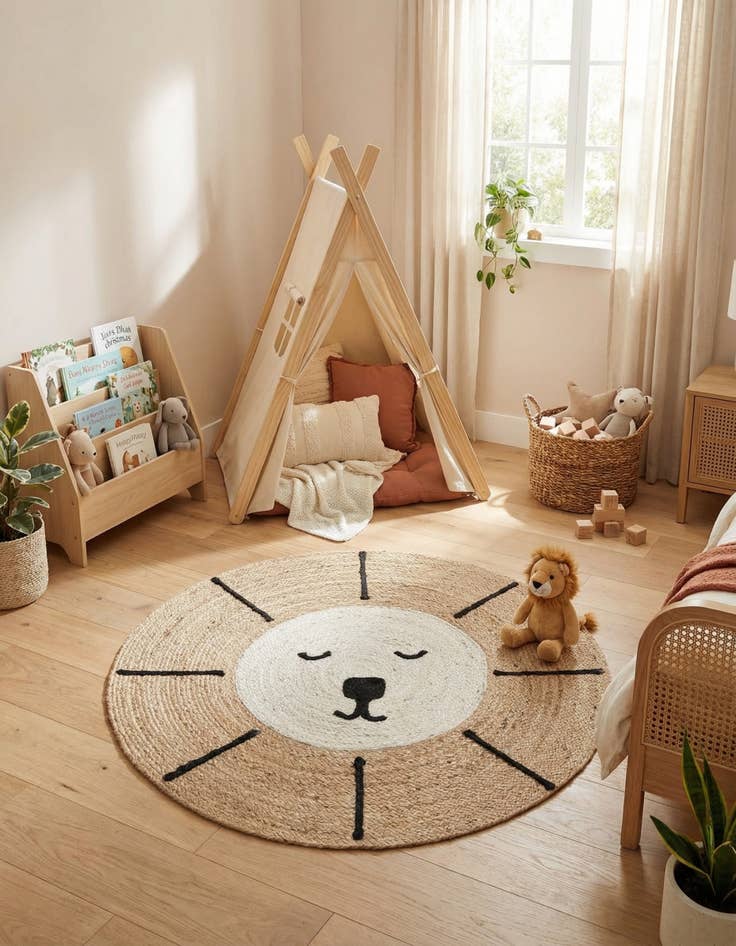 Detail image of 4' 1 x 4' 1 Kids Braided Jute Round Rug