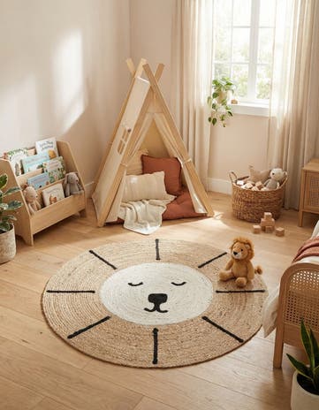 4' 1 x 4' 1 Kids Braided Jute Round Rug