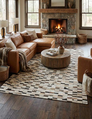 5' x 8' Cowhide Leather Rug