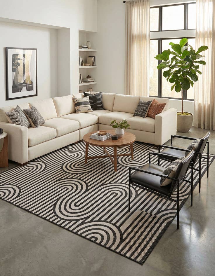 Detail image of  10' x 10'  Washable Modern Indoor / Outdoor Square Rug