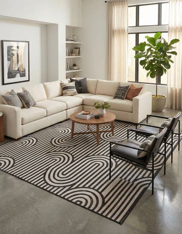 10' x 10' Easy-Clean Modern Indoor / Outdoor Square Rug