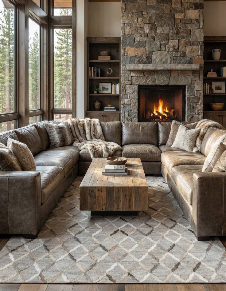 Detail image of 5' x 7' 8 Cowhide Leather Rug