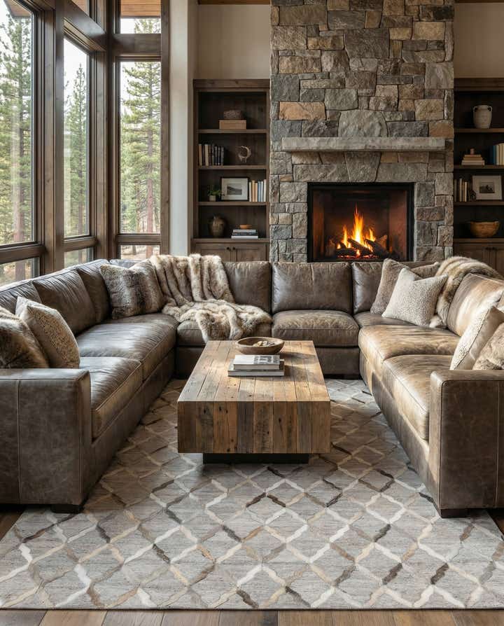 5' x 7' 8 Cowhide Leather Rug