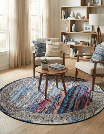 5' x 5' Easy-Clean Modern Indoor / Outdoor Round Rug