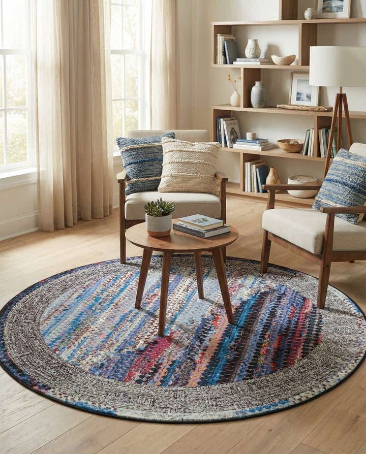 5' x 5' Easy-Clean Modern Indoor / Outdoor Round Rug