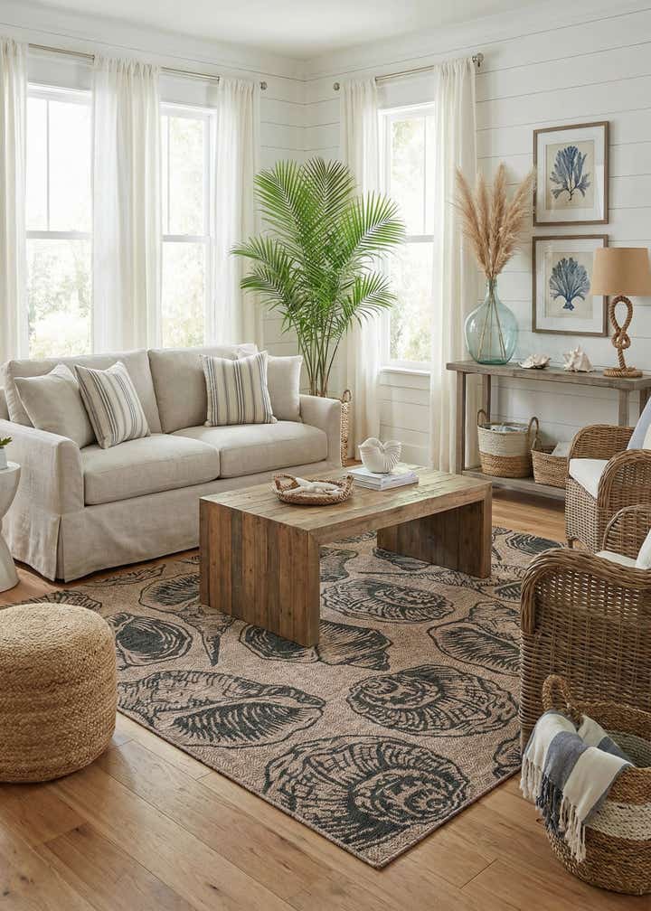 7' 10 x 10' Easy-Clean Coastal Indoor / Outdoor Rug