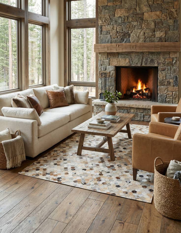 Detail image of 5' 2 x 7' 5 Cowhide Stocks Rug