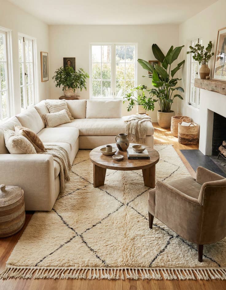 Detail image of 5' 9 x 9'  Hand Knotted Moroccan Wool Rug