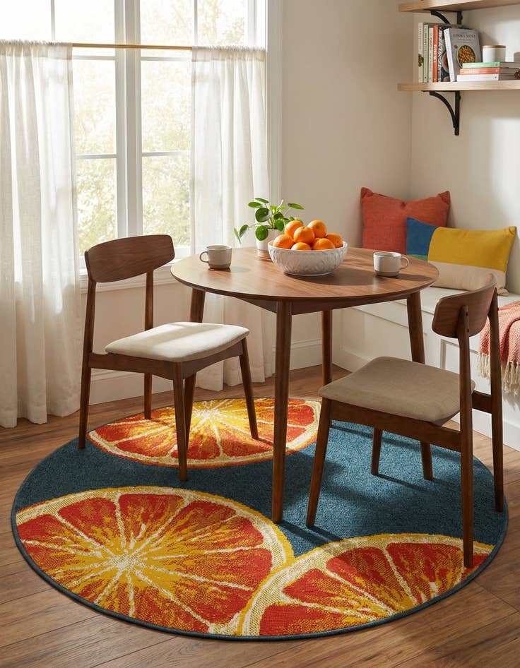 Detail image of  4' x 4'  Washable Modern Indoor / Outdoor Round Rug