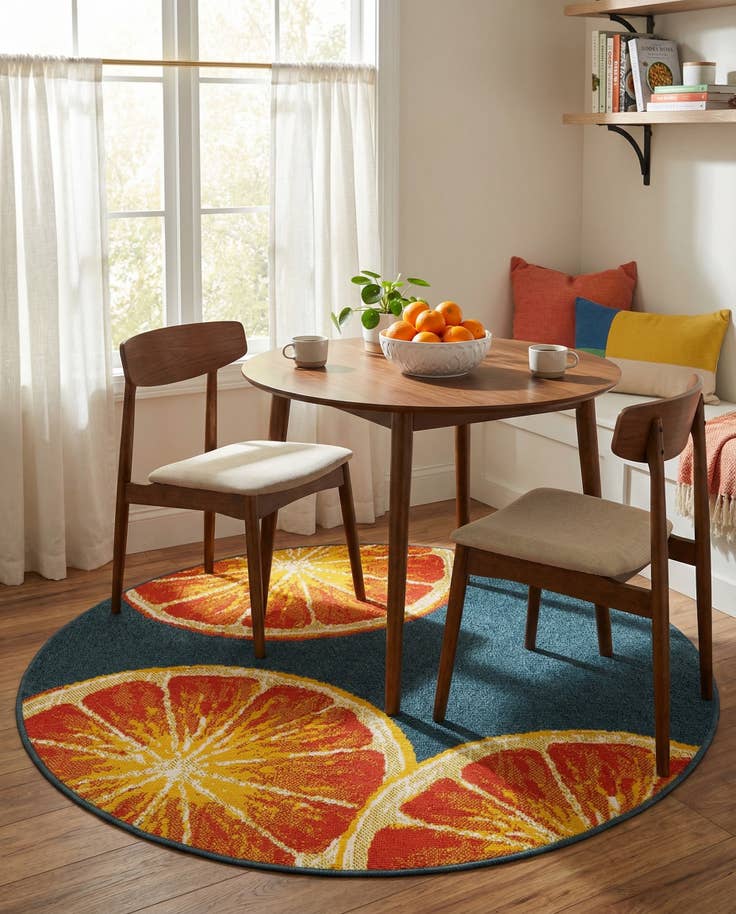 Detail image of 4' x 4' Easy-Clean Modern Indoor / Outdoor Round Rug