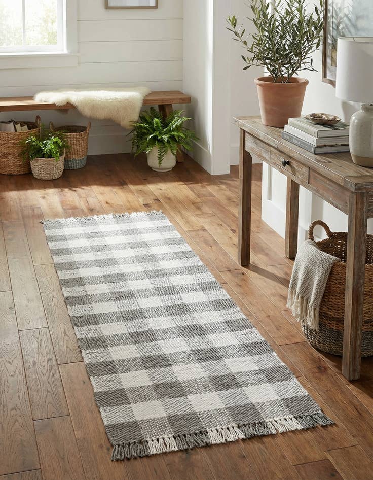 Detail image of 2' x 8' Eco Plaid   Washable Indoor / Outdoor Runner Rug