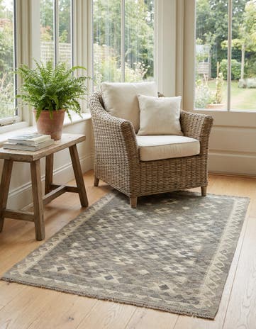 3' 11 x 5' 9 Hand Woven Kilim Maymana Wool Rug