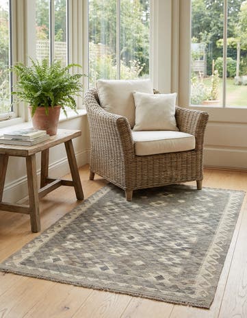 3' 11 x 5' 9 Hand Woven Kilim Maymana Wool Rug