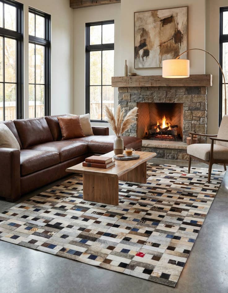 Detail image of  5' x 7' 10 Cowhide Leather Rug