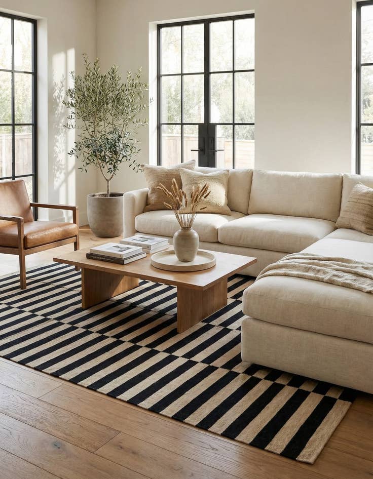 Detail image of 5' 9 x 7' 10  Hand Woven Kilim Modern Wool Rug