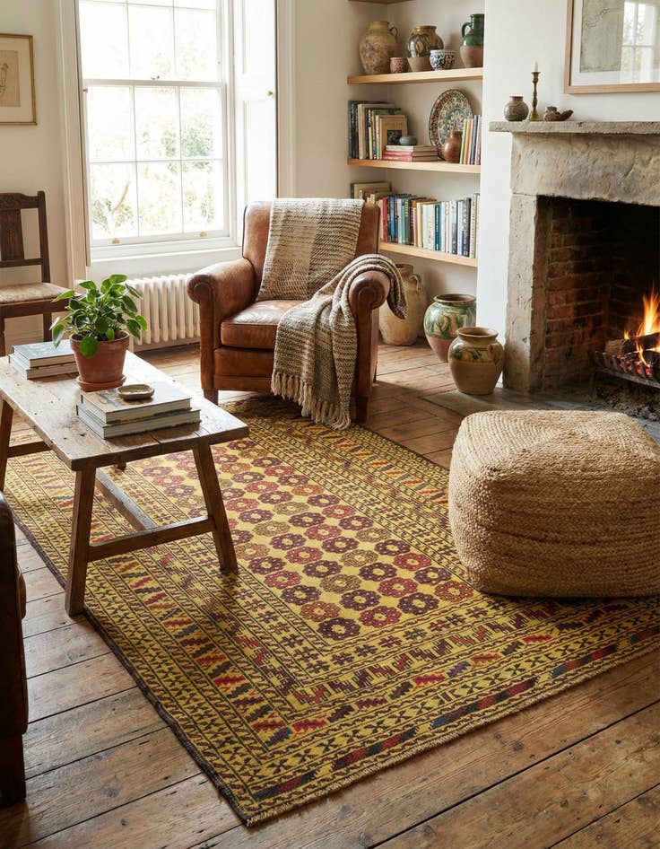 Detail image of 3' 10 x 6' 7  Hand Woven Kilim Afghan Wool Rug