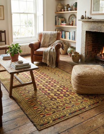 3' 10 x 6' 7 Hand Woven Kilim Afghan Wool Rug