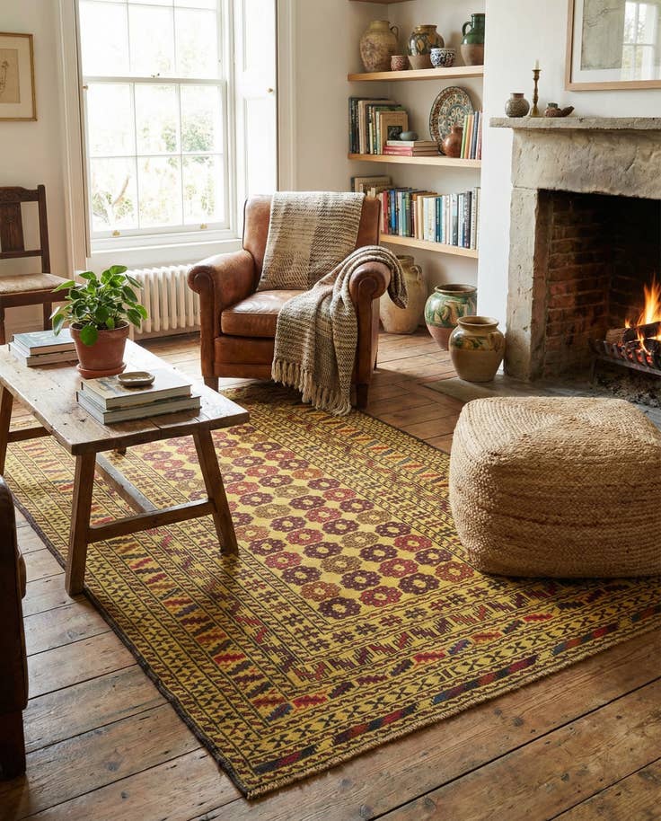 Detail image of 3' 10 x 6' 7 Hand Woven Kilim Afghan Wool Rug