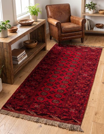 3' 6 x 6' 6 Hand Knotted Afghan Akhche Wool Rug