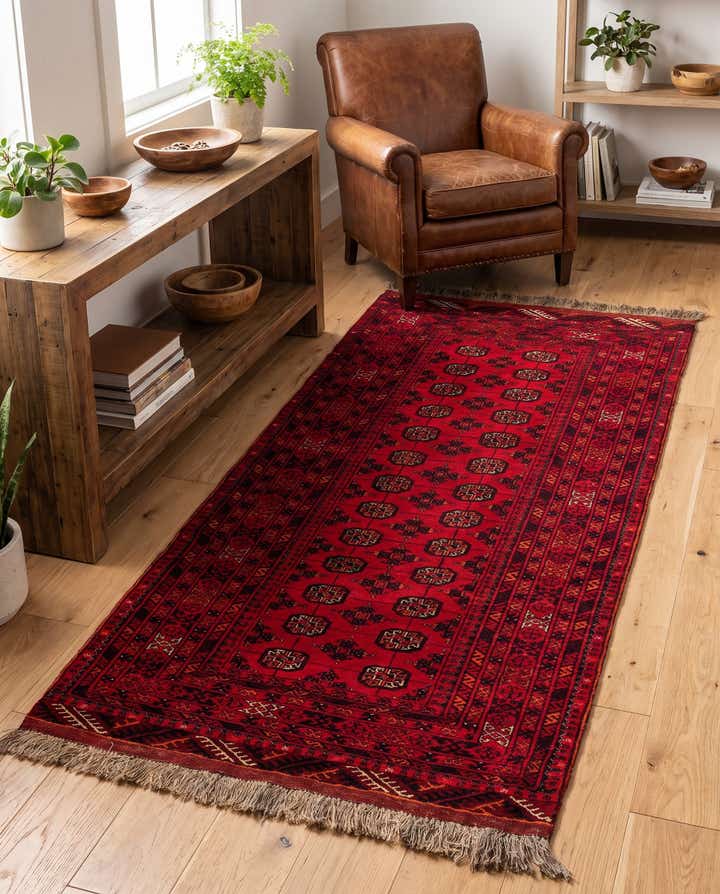 3' 6 x 6' 6 Hand Knotted Afghan Akhche Wool Rug