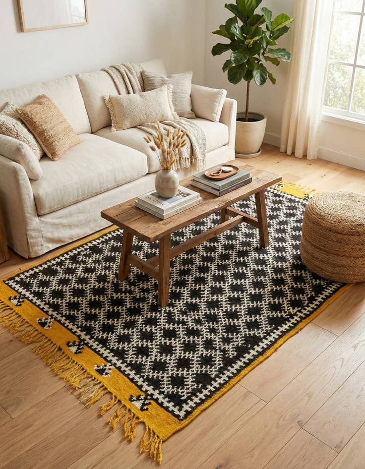 Detail image of 4' 6 x 7' 7  Hand Knotted Moroccan Oriental Wool Runner Rug