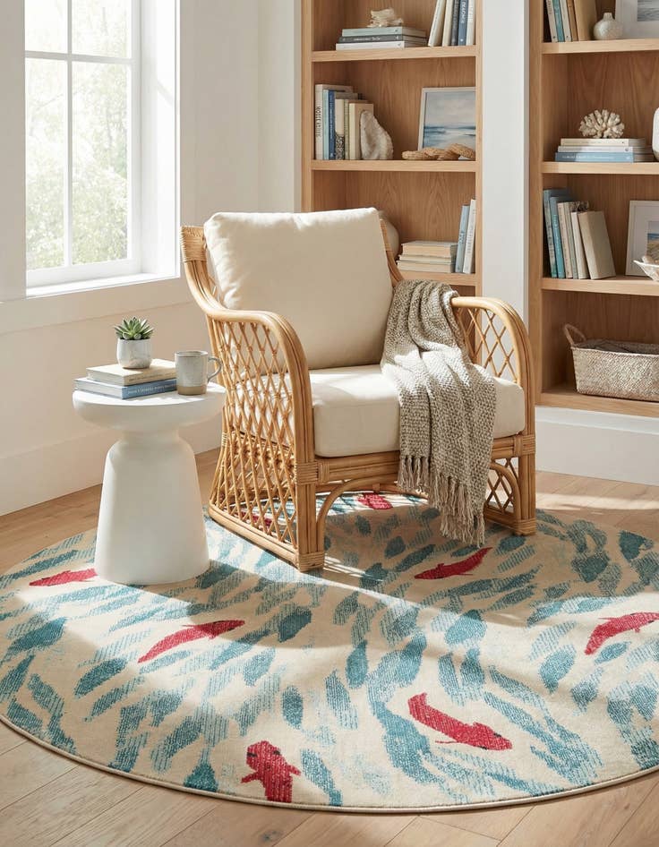 Detail image of 8' x 8'  Washable Capri Round Rug