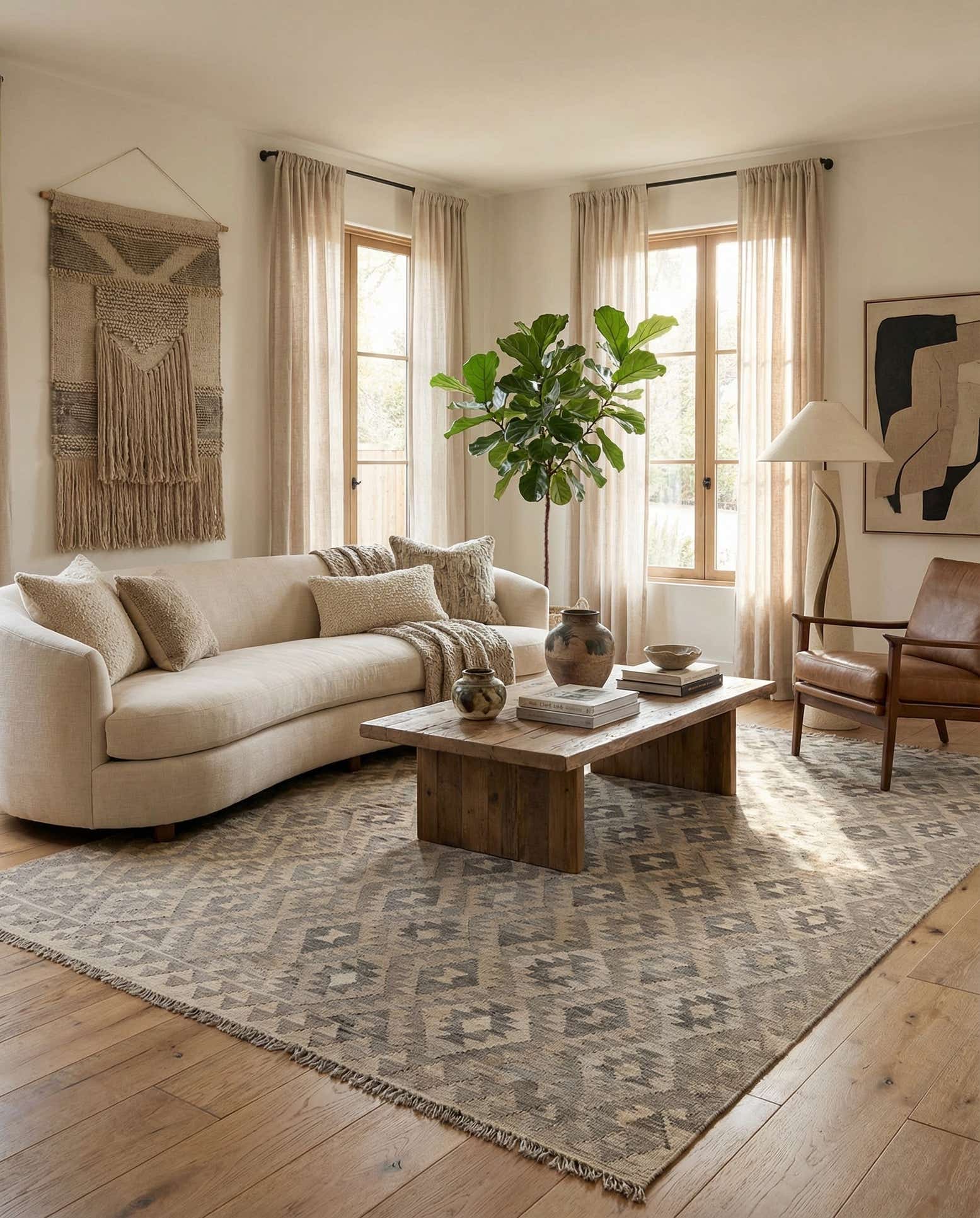 6' 8 x 9' 10 Hand Woven Kilim Maymana Wool Rug