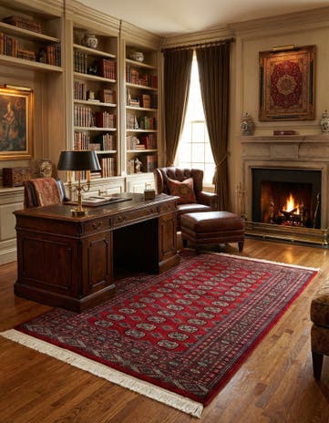 4' 4 x 5' 11 Hand Knotted Bokhara Oriental Wool Rug