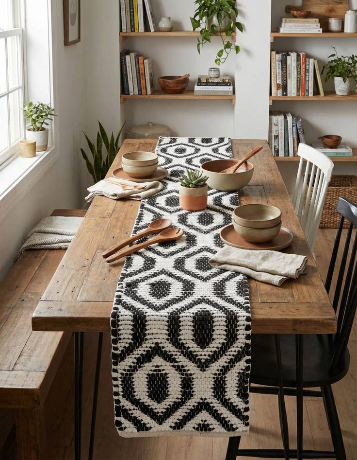 Detail image of  1' 2 x 6' 1  Hand Woven Chindi Jute Table Runner Rug