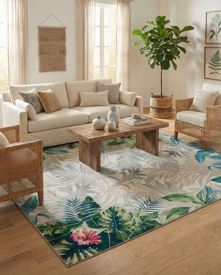 10' x 12' Easy-Clean Botanical Indoor / Outdoor Rug