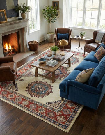 6' 2 x 9' 3 Hand Knotted Kazak Rug