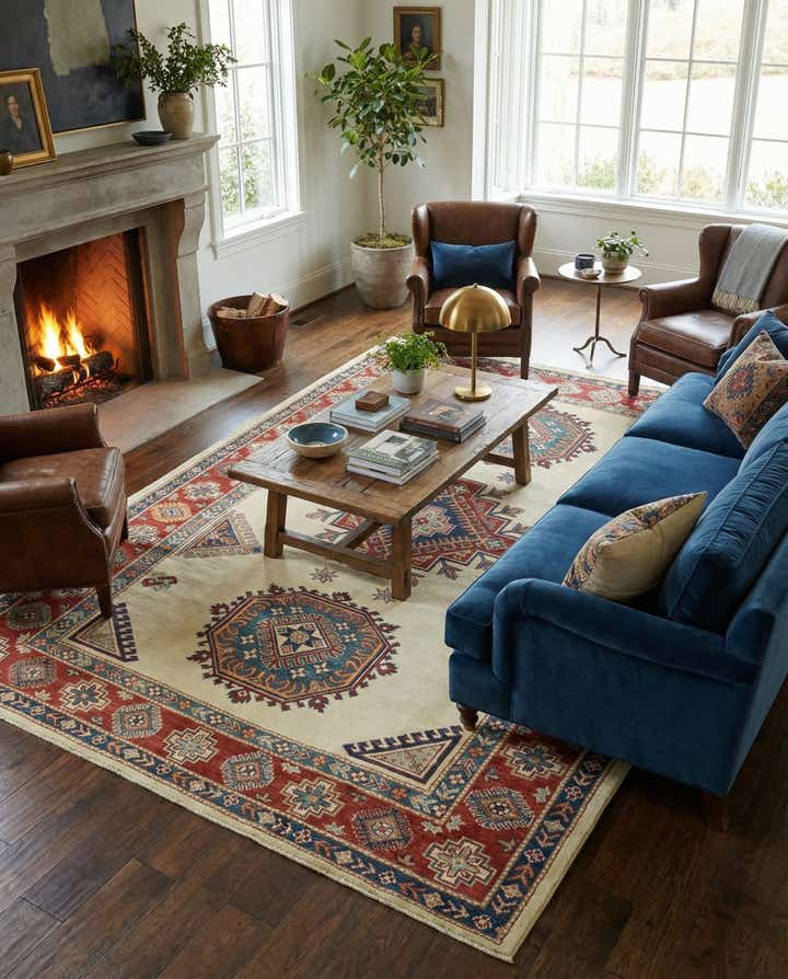 6' 2 x 9' 3 Hand Knotted Kazak Rug