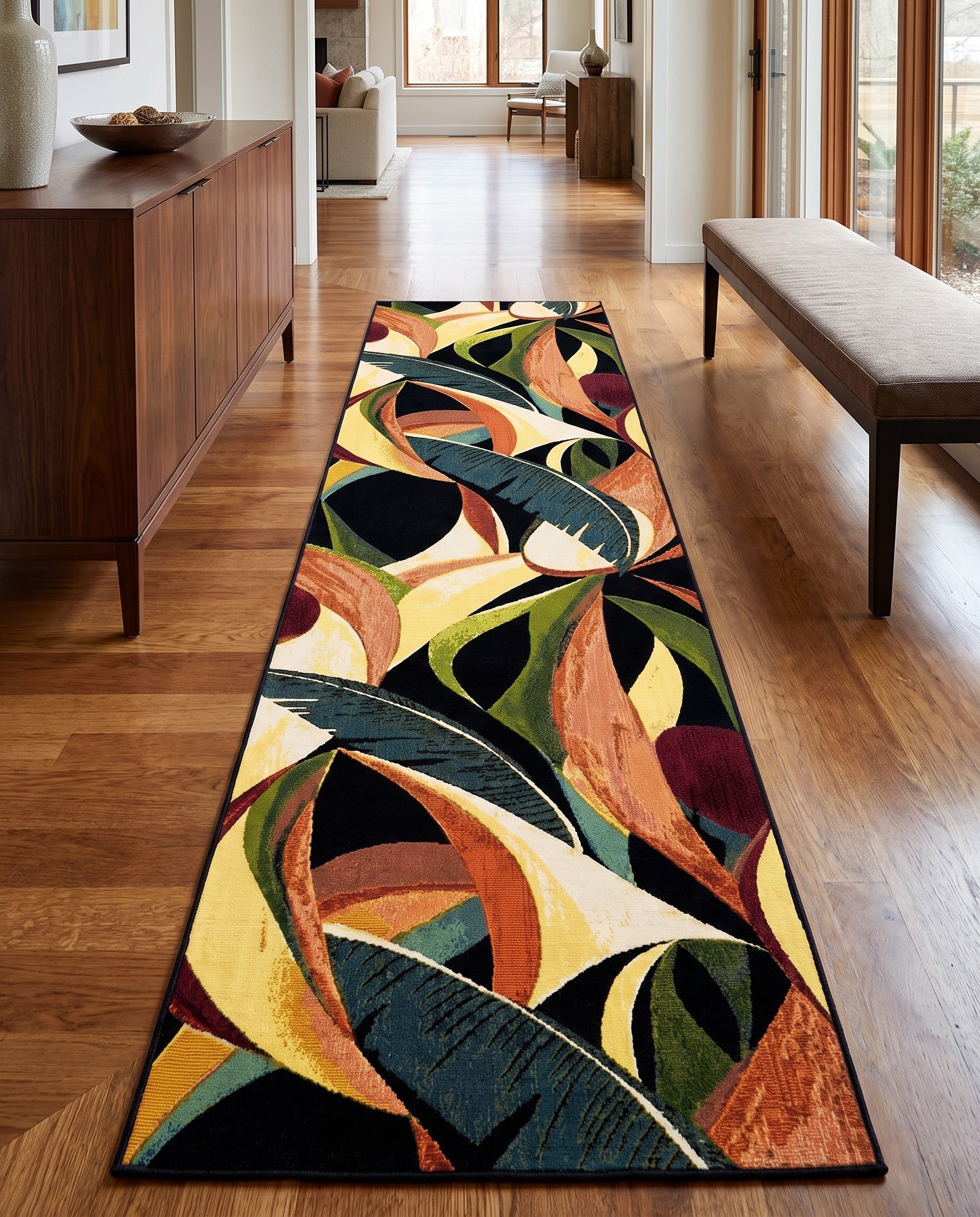 2' 7 x 11' Easy-Clean Botanical Indoor / Outdoor Runner Rug