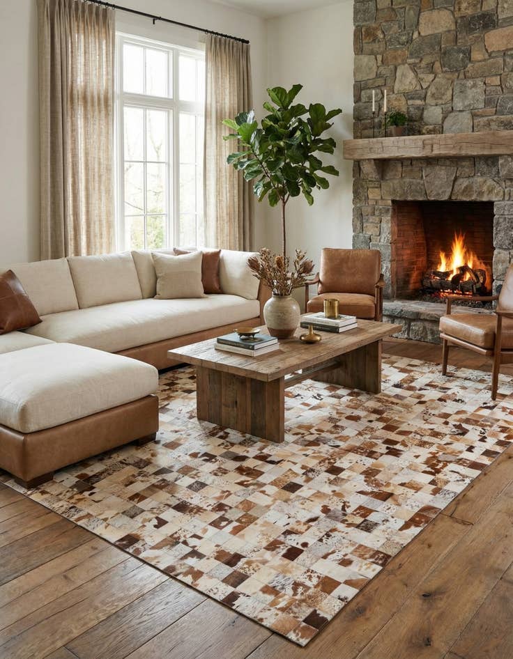 Detail image of  8' x 9' 10 Cowhide Leather Rug